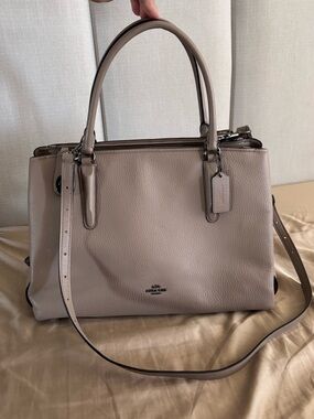 Coach Taupe Brooklyn 34 Pebbled Leather Satchel Bag